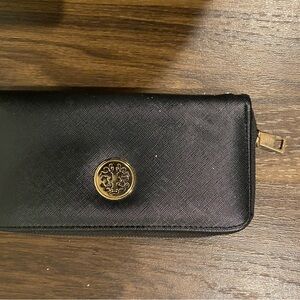 Black Zip Around Wallet Gold Medal